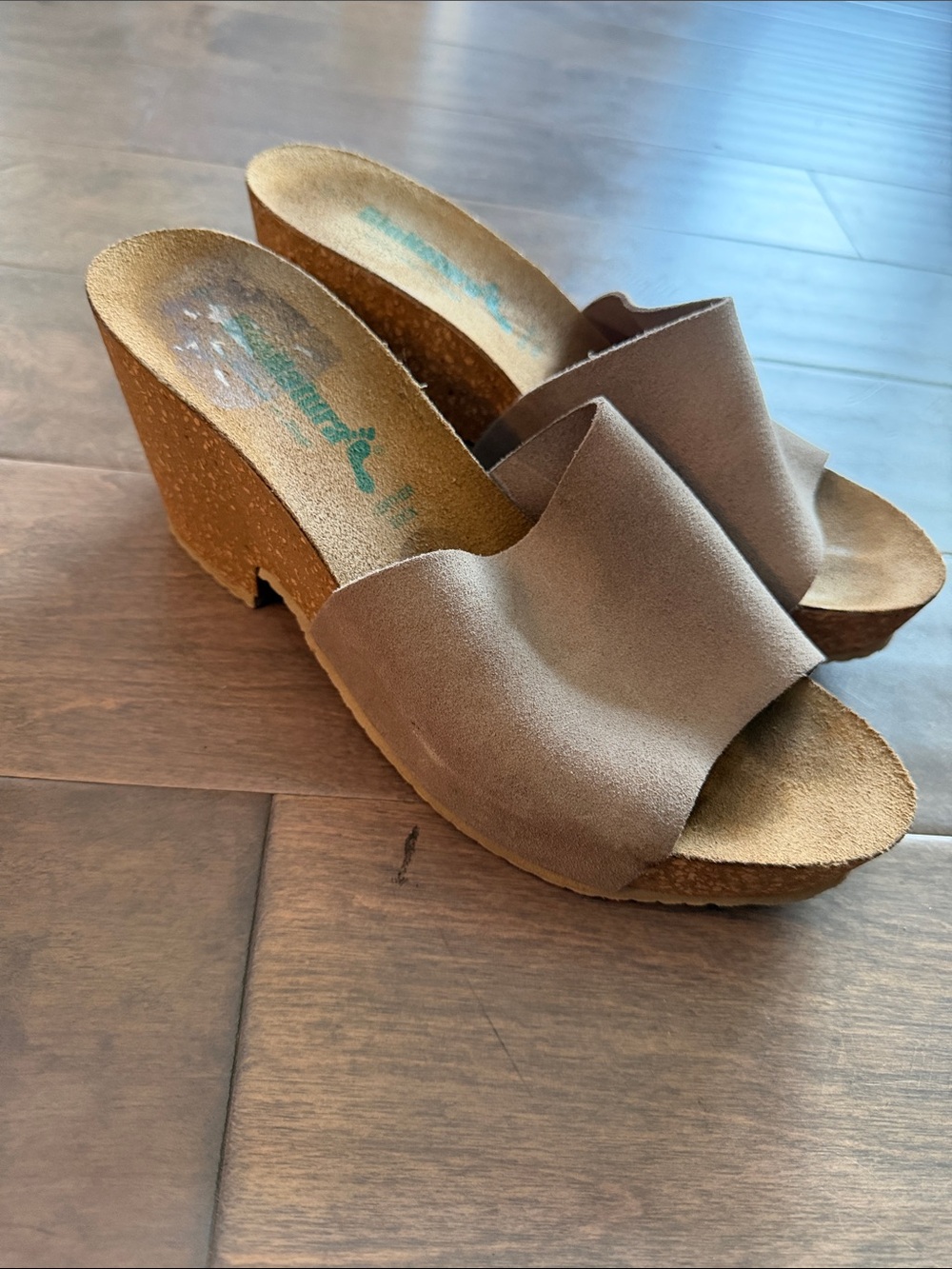 Women’s Taupe Suede Wedge Slide — Open-Toe Comfort